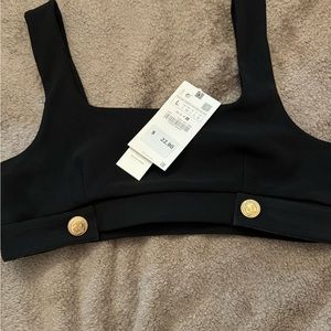Black and Gold button crop top